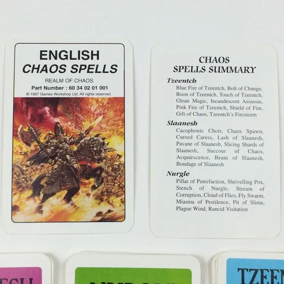 Warhammer Realm of Chaos Spells Cards Slaanesh Nurgle Tzeentch - Picture 3 of 7